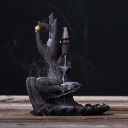 Bergamot Lotus Backflow Incense Burner Lotus Incense Stick Backflow Smoke Dual-Use Incense Burner Home Decoration
