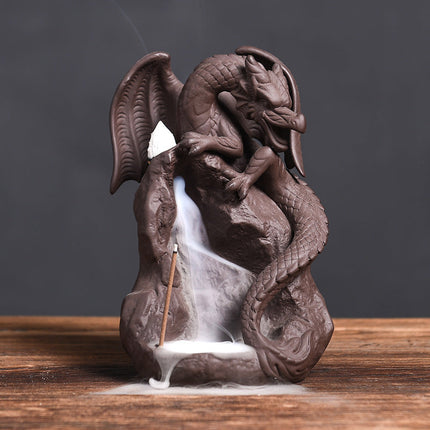 Ceramic Smoke Backflow Incense Burner Creative Flying Dragon In The Sky Nordic Pterodactyl Sandalwood Flow Stove Decoration