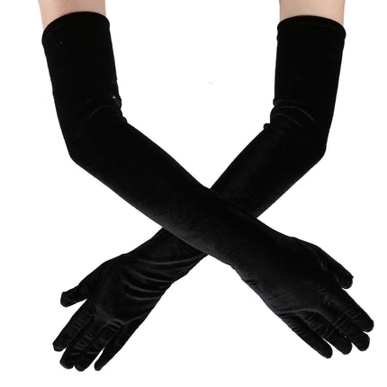 Black Velvet Long Warm Velvet Gloves