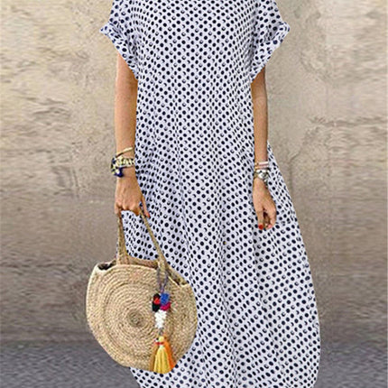 Polka Dot Print Short Sleeve Plus Size Dress