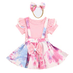 Pink tie dye short sleeve thre / 100cm