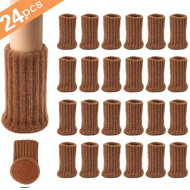 24 PCS Knitted Chair Leg Socks High Elastic Furniture Socks Pads Non-Slip Furniture Feet Caps Covers for Protect Floor