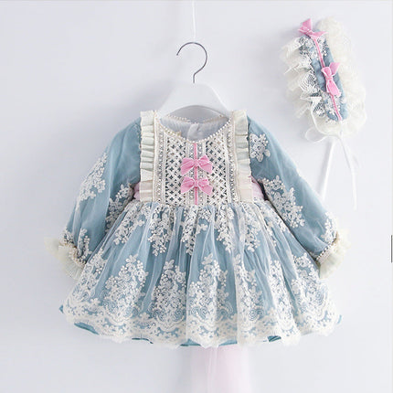 Long-Sleeved Dress, Lace And Crocheted Girl'S Princess Dress, Spanish Style Embroidered Children'S Dress