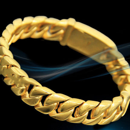European And American Thick Chain Dracelet Men''s Korean Fashion Fashion Student Titanium Steel Dracelet Men''s Gold Domineering Not Fade Accessories