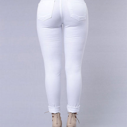 High Quality Women Casual Hole Jeans High Waist Skinny Pant Pencil Jeans Ripped Sexy Female Girls Trousers Denim Jeans
