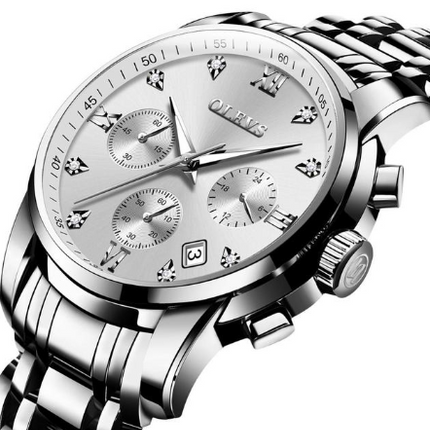 Luxury Brand Men Watches Chronograph Stainless Steel Waterproof Quartz Wristwatches Man Date Clock Blue Dial Relogio Masculino
