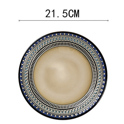 European Ceramic Tableware Set Relief Steak Plate Salad Bowl Rice Bowl Western Restaurant Fish Plate Cup