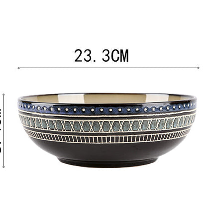 European Ceramic Tableware Set Relief Steak Plate Salad Bowl Rice Bowl Western Restaurant Fish Plate Cup