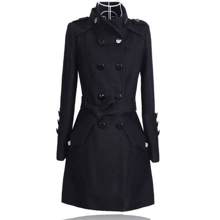 Korean Style Slim Waist Plus Size Woolen Mid-length Woolen Coat