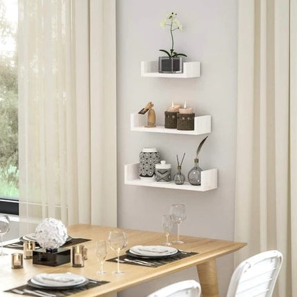 3-Piece Wood Shelf U-Shelf Set Wall-Mounted Decorative-White Quality Storage Home Office Kitchen Decor Wood Home Furniture