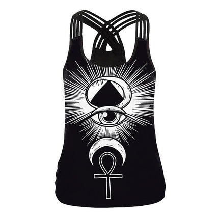 Mandala Printed Cross - Back Vest For Ladies