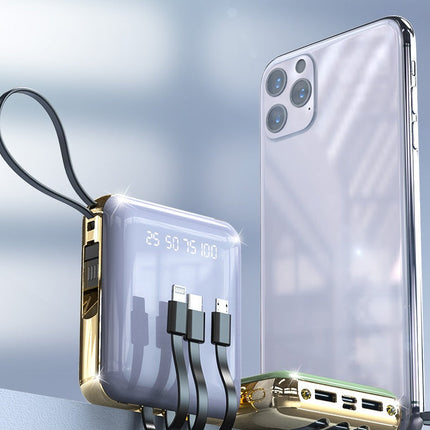Sharing Comes With A Four-Wire Mini Power Bank 20000 mAh New Fast Charge Digital Display Mobile Power Gift Customization