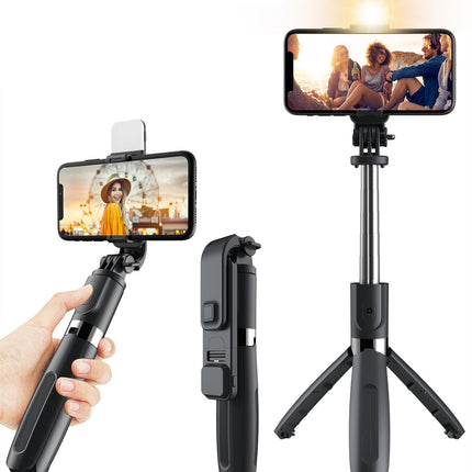 Compatible with Apple, 3 In1 Bluetooth Wireless Selfie Stick Tripod 102cm Foldable & Monopods Universal Phone Tripod