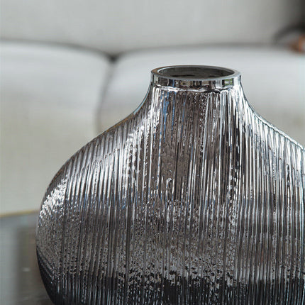 Silver Striped Glass Vase Flower Arrangement Hydroponic Accessories Modern Home Decor Accessories