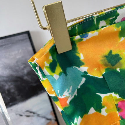 Design new products, casual printing, colorful floral wrap dress, sexy tube top dress