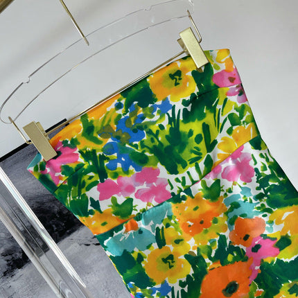 Design new products, casual printing, colorful floral wrap dress, sexy tube top dress