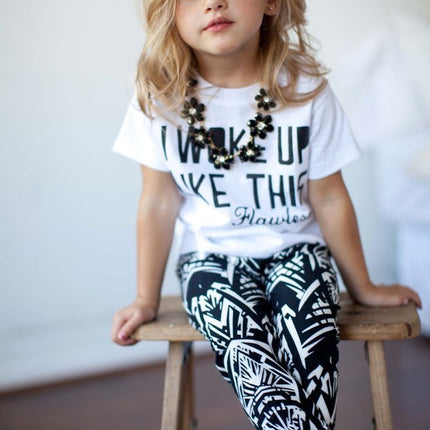 Letter Short-Sleeved T-Shirt Geometric Print Pants Two-Piece Suit