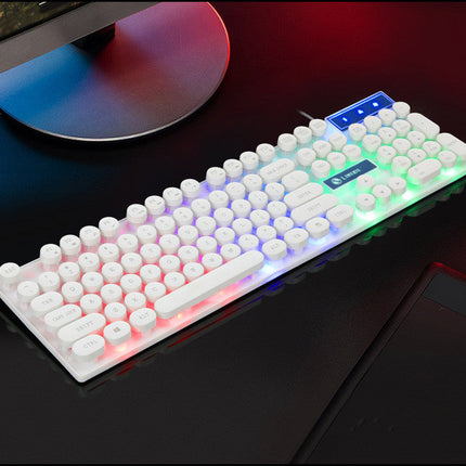 Limei Tx30 Retro Punk Keyboard Usb Wired Home Desktop Computer Backlit Retro Round Key Cap Keyboard