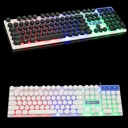 Limei Tx30 Retro Punk Keyboard Usb Wired Home Desktop Computer Backlit Retro Round Key Cap Keyboard