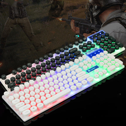 Limei Tx30 Retro Punk Keyboard Usb Wired Home Desktop Computer Backlit Retro Round Key Cap Keyboard