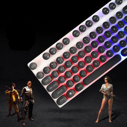 Limei Tx30 Retro Punk Keyboard Usb Wired Home Desktop Computer Backlit Retro Round Key Cap Keyboard