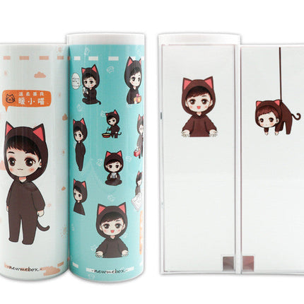 Long Student Pencil Case, Multifunctional Pencil Case, Plastic Double-layer Children's Creative Pencil Case