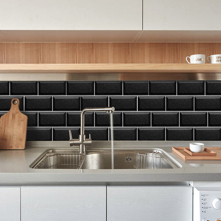 Funlife New Product American Black Terrazzo Tile Sticker Long Brick Wall Sticker Waterproof And High Temperature Resistant UB005