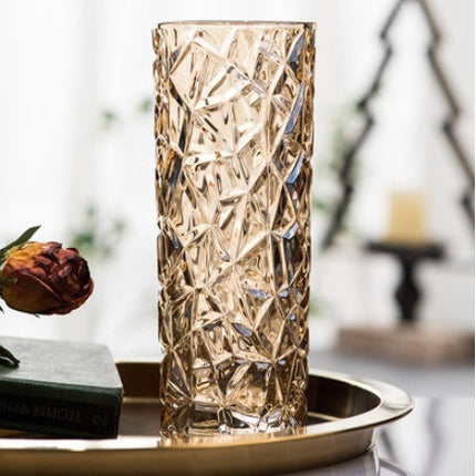 Classical European Golden Crystal Glass Vase Creative Glass Flower