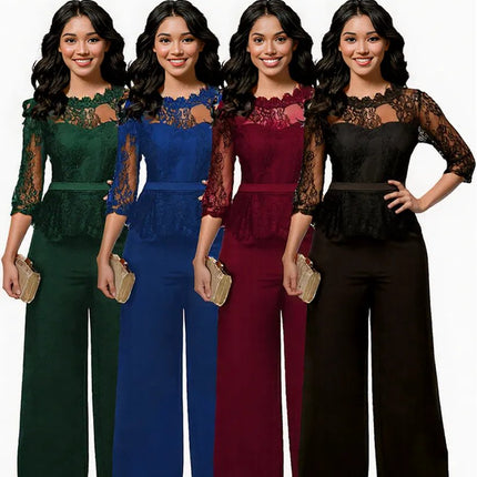 Sexy Summer Burgundy Lace Jumpsuit Women's fashion