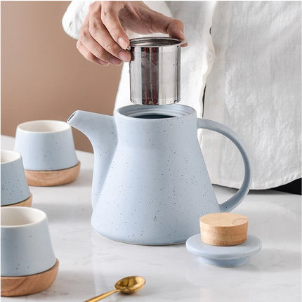 Ceramic One Pot Four Cup Flower Tea Set Gift Box