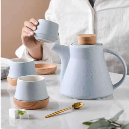 Ceramic One Pot Four Cup Flower Tea Set Gift Box
