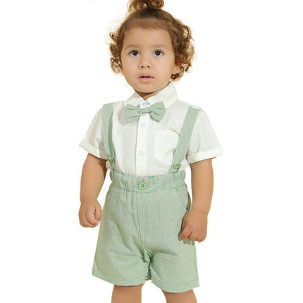 Spring And Summer New Products European And American Children'S Suit Bib Shorts Gentleman Two-Piece Suit