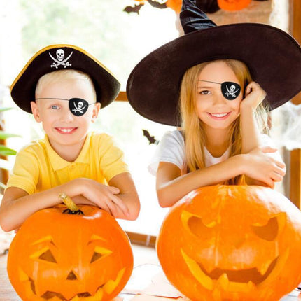 Halloween Pirate Captain Cosplay Costume Accessories Colony Pirate Hat Single Eye Patch For Halloween Kids Birthday Party Decor