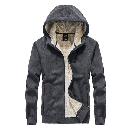 Men's New Hooded Plus Velvet Plus Size Cardigan Sweater Zipper Top