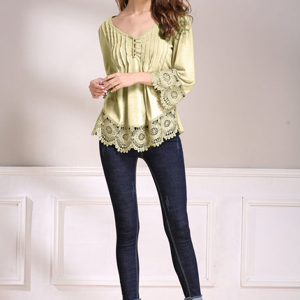 Ladies' New Product Lace Stitching Cotton Fashion Casual Women's Blouse