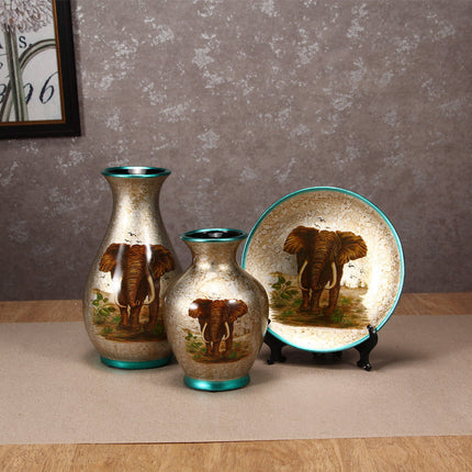 Creative Wedding Gift Home Furnishings Retro Ceramic Vase Living Room Three-Piece Wine Cabinet Decoration Ornaments