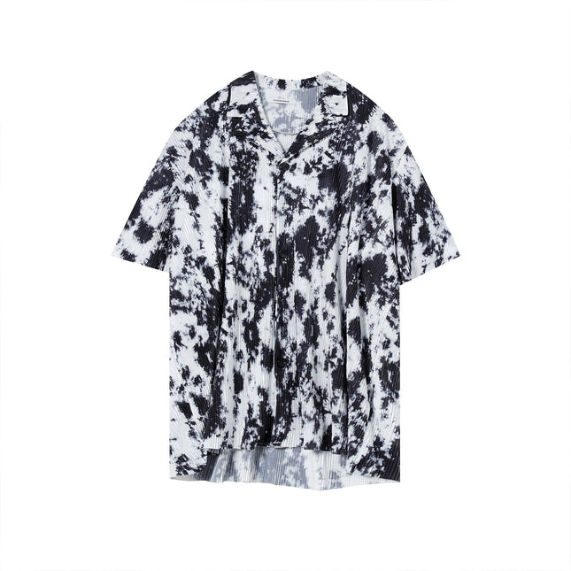 Products Trendy Korean Ins Loose And Handsome Retro Pattern Drape Shirt Men
