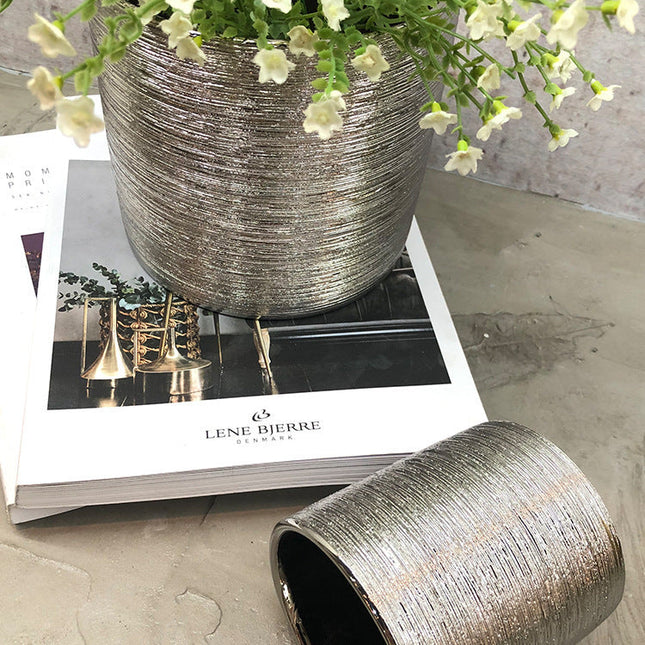 Nordic Sample Tube Ceramic Ceramic Flower Pot Light Luxury Ceramic Brushed Decoration Room Straight Color Vase
