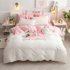 Pink white / Fourpiece set of 2.0m bed she