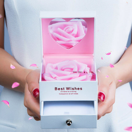 Creative Flip Jewelry Preserved Flower Gift Box Valentine'S Day Roses