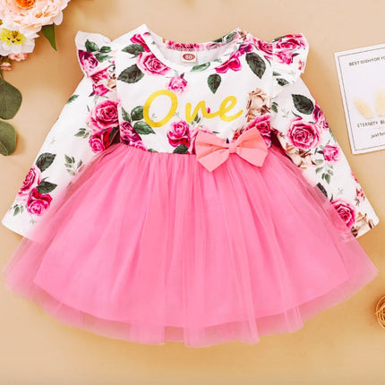 Toddler Baby Girls Dress Floral Ruffle Sleeve Girl Clothes