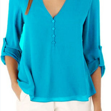 V-neck loose plus size chiffon shirt