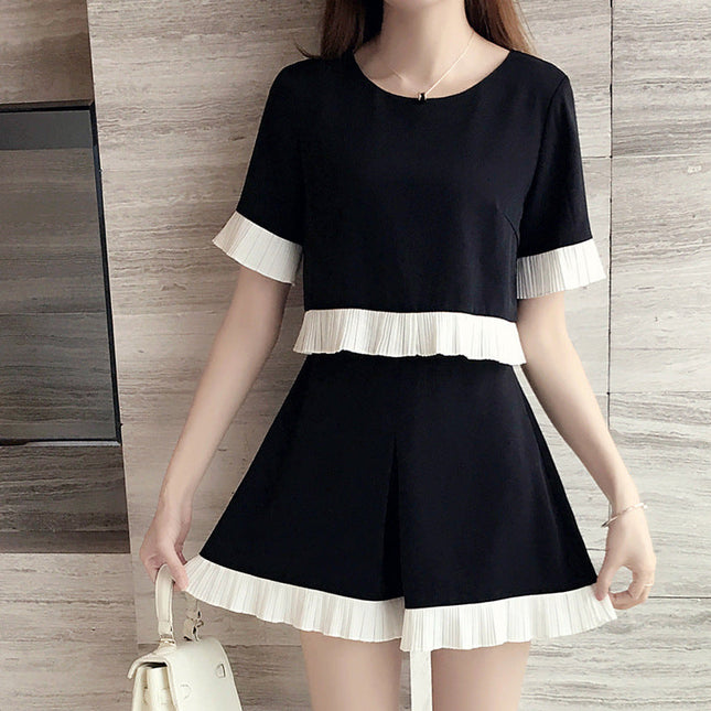 New Women's Summer Plus Size Loose Wide-leg Shorts Two-piece Suit