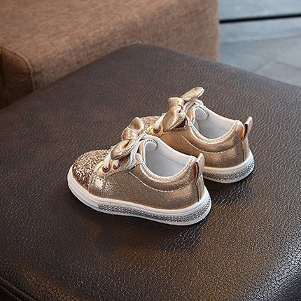 Bright Leather Sneakers Casual Shoes Sports Shoes Bow