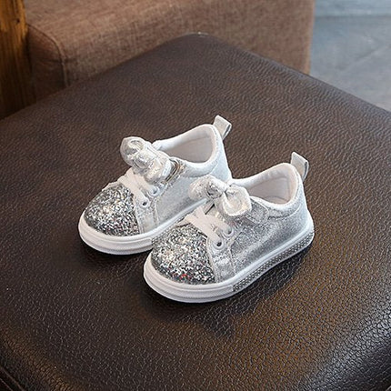 Bright Leather Sneakers Casual Shoes Sports Shoes Bow