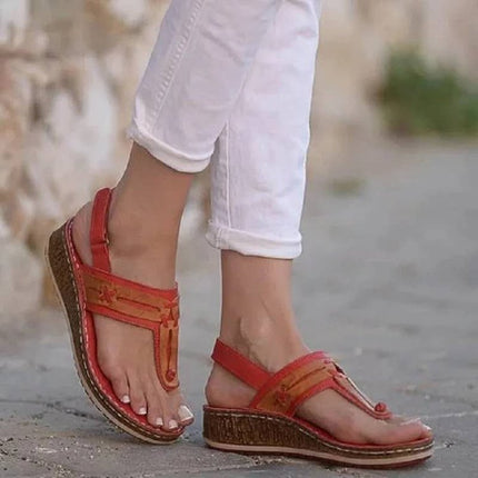 Sandals plus size women's shoes wedge velcro