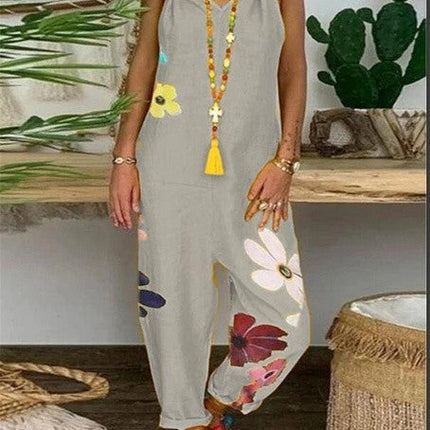 Loose Casual Women's Plus Size Linen Suspenders Pants