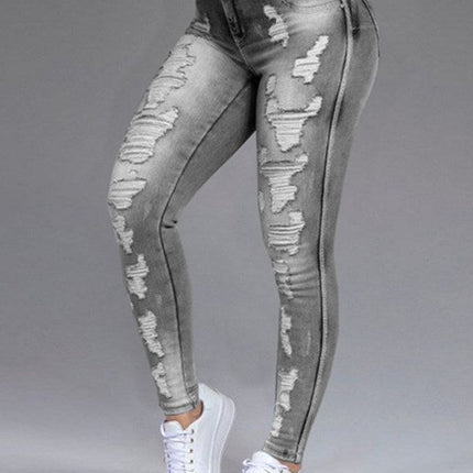 Fashion Ripped Women's Skinny Feet High Waist Jeans