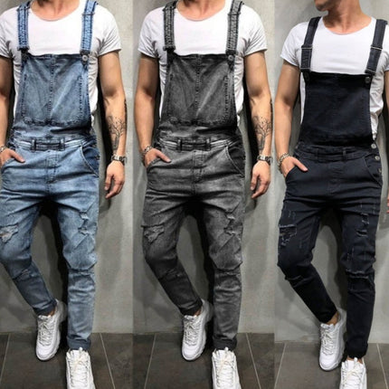 Sling denim romper torn jeans