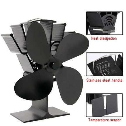 Silent thermodynamic fireplace fan fireplace thermometer